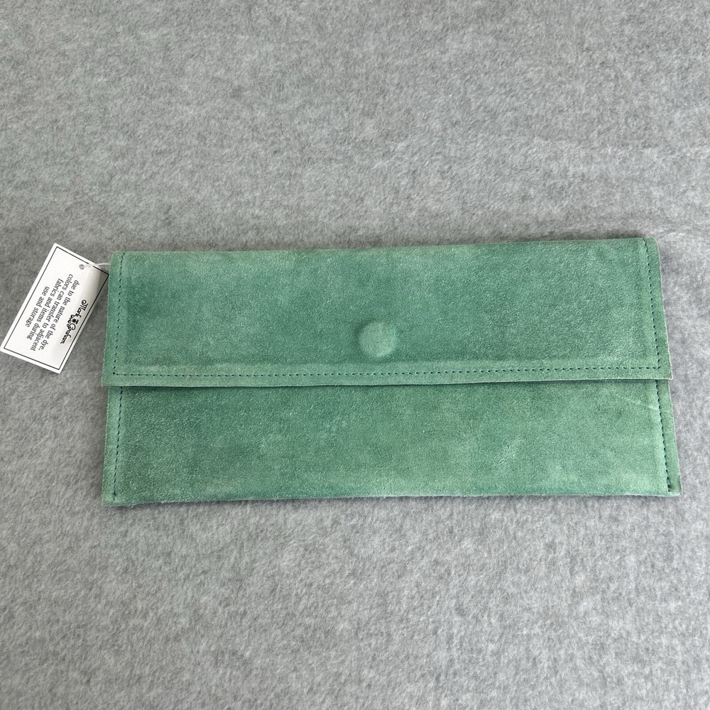 NWT Mark And Graham Suede Leather Seafoam Green Pouch Magnetic Clutch